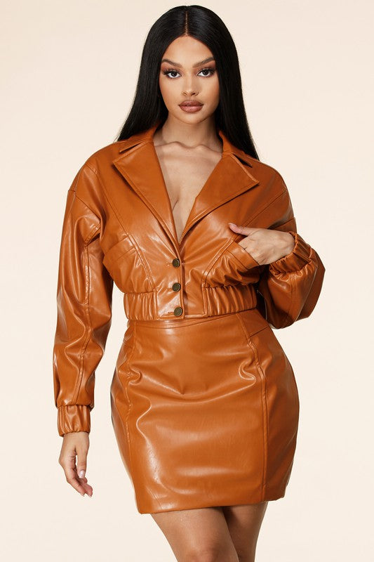 SET CAMEL VINTAGE PIEL.