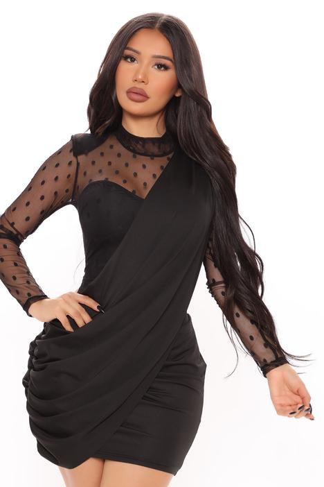 VESTIDO DOTS MESH DRAPEADO