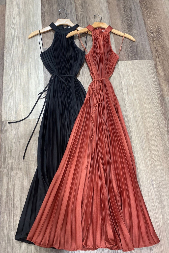 VESTIDO NINA PLISADO TERRACOTA
