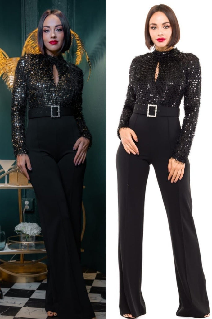 JUMPSUIT XIMENA LENTEJUELAS ORO/NEGRO