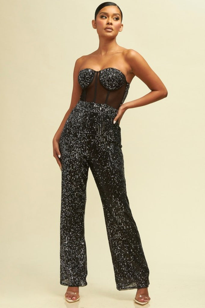 JUMPSUIT JANARI STRAPLESS LENTEJUELAS