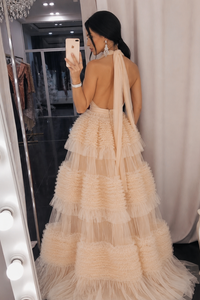 MAXI VESTIDO MARILYN TULLE  NUDE