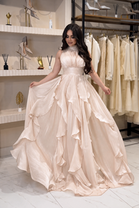 MAXI VESTIDO VOLANTES HALTER NUDE