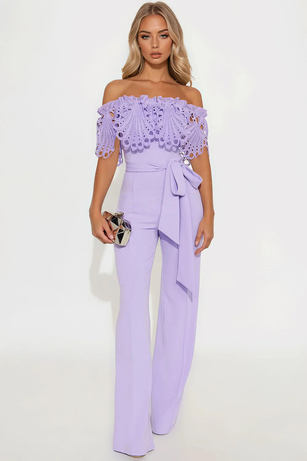 JUMPSUIT LAVANDA RUFLE ENCAJE