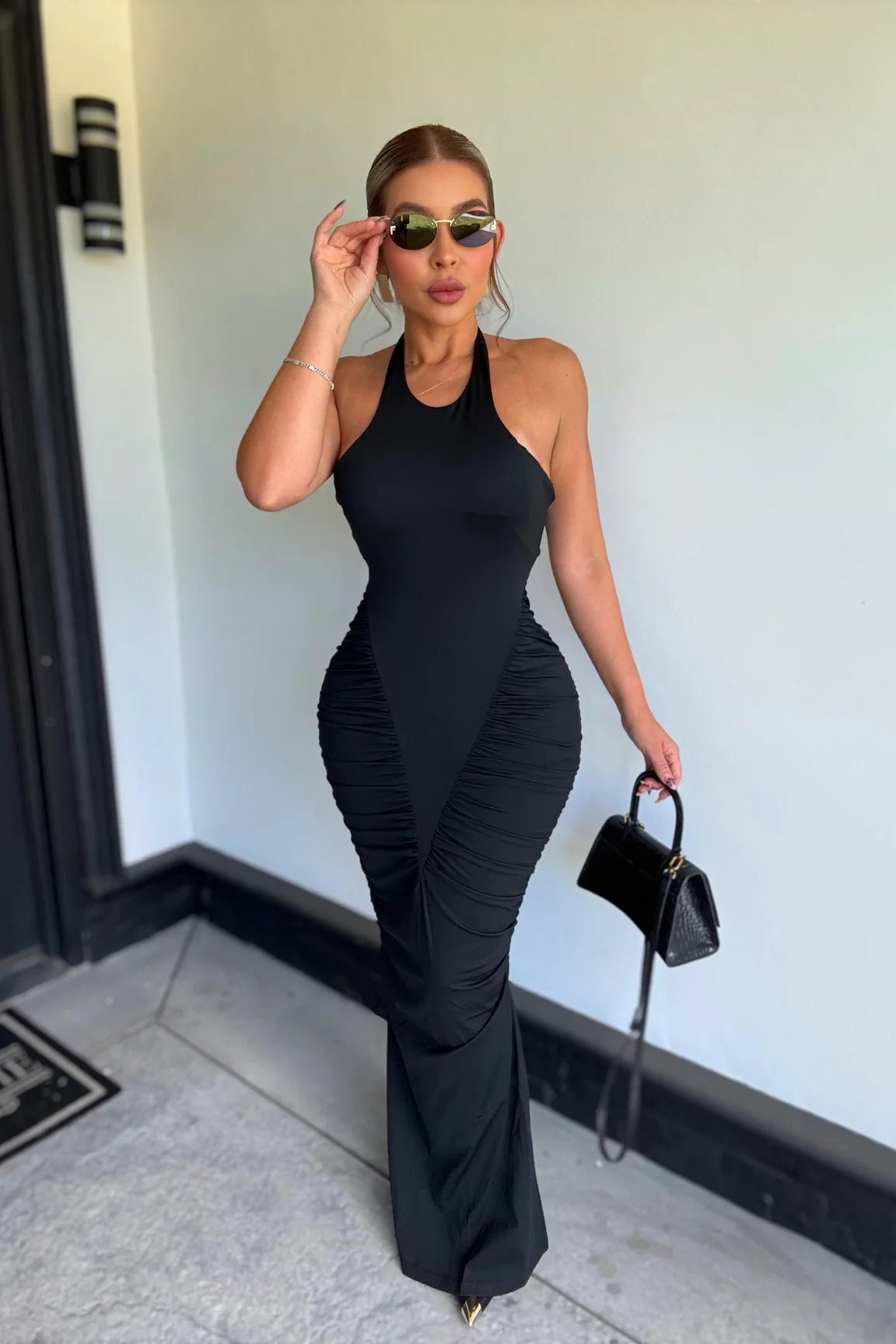 MAXI VESTIDO RADNE DRAPEADO NEGRO