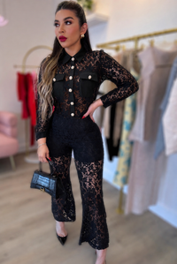 SET NATALY ENCAJE BORDADO NEGRO CRISTALES