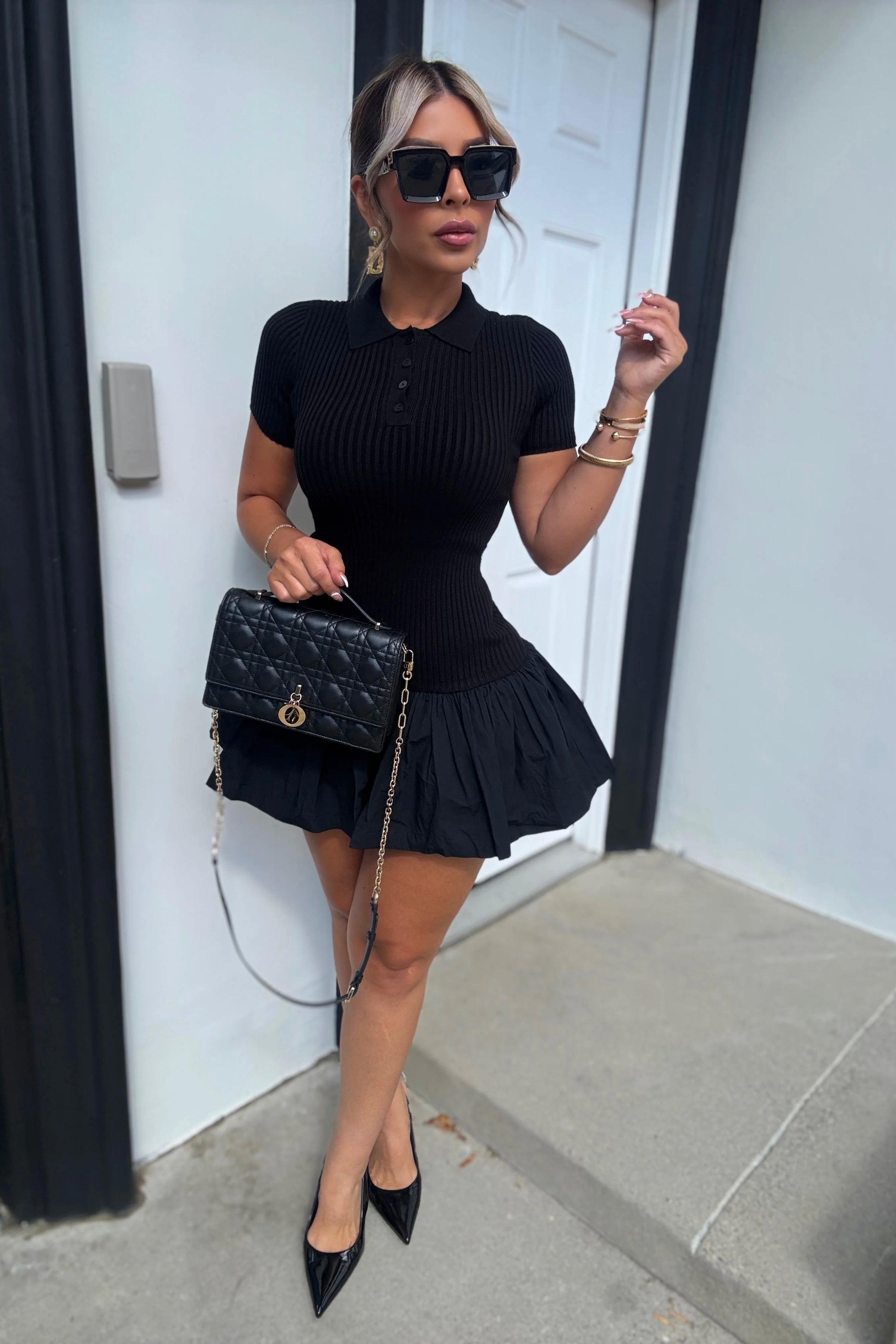 VESTIDO MAURY POLO NEGRO ONDULADO