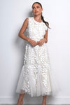 VESTIDO CELESTE ENCAJE BORDADO TUL
