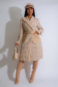 ABRIGO TWEED FAUX BEIGE CREMA