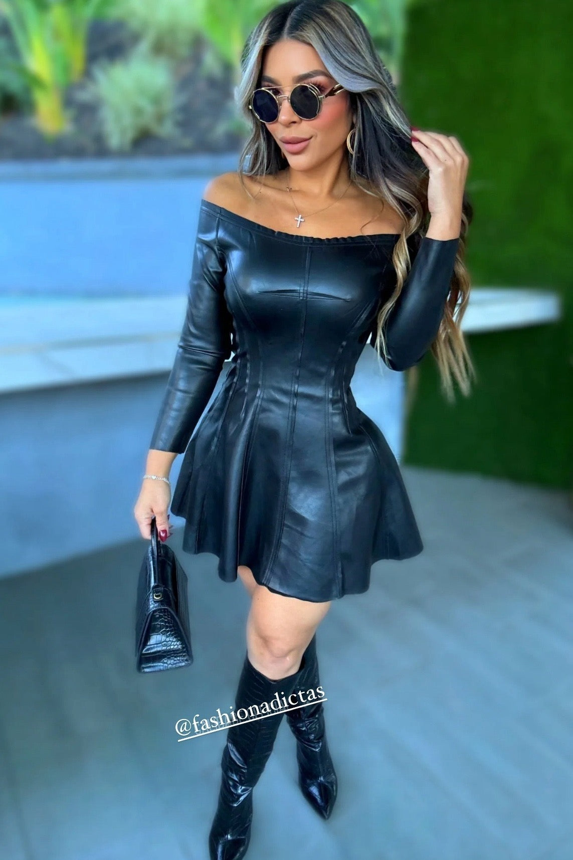 Chaqueta Vestido De Cuero Ajustado Cuero Negro Vestidos De