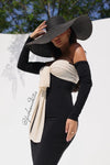 VESTIDO BOW MIDI MESH NEGRO/BEIGE