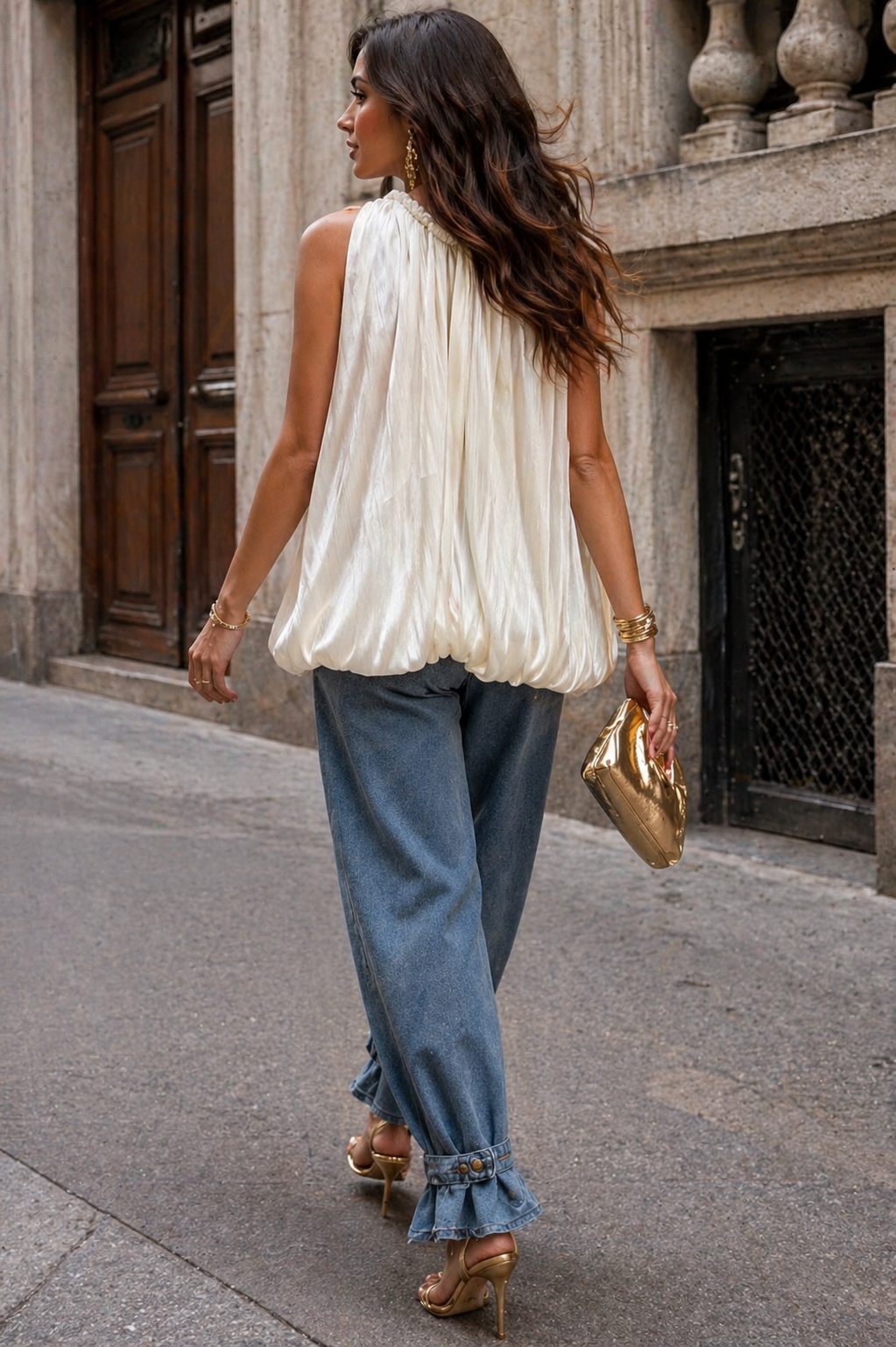 JEANS PANTALON MEZCLILLA CINTURON TOBILLO