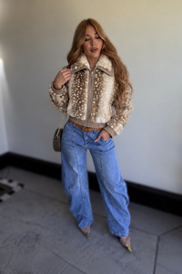 CHAMARRA PELO BAMBI PRINT BEIGE
