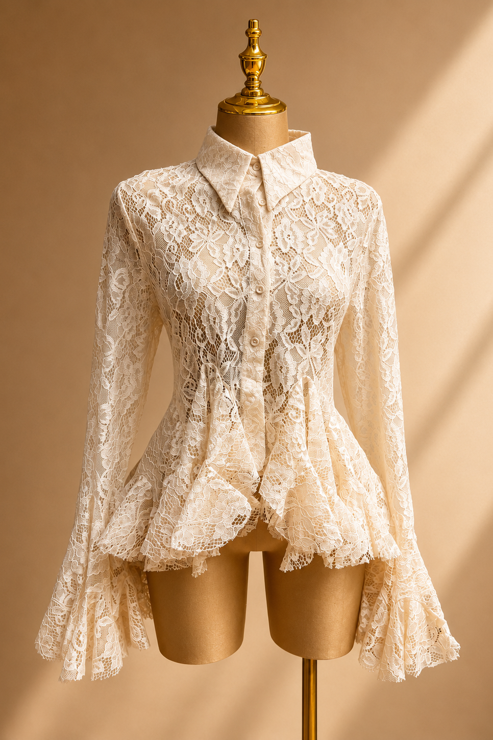 BLUSA ENCAJE VALENTINO BEIGE