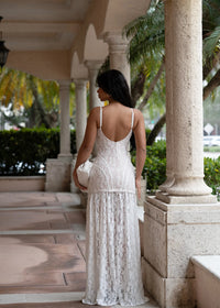 MAXI VESTIDO ENCAJE CORSETTE ENCAJE