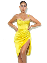 VESTIDO ALTA GAMA NYLA LEMON SATIN