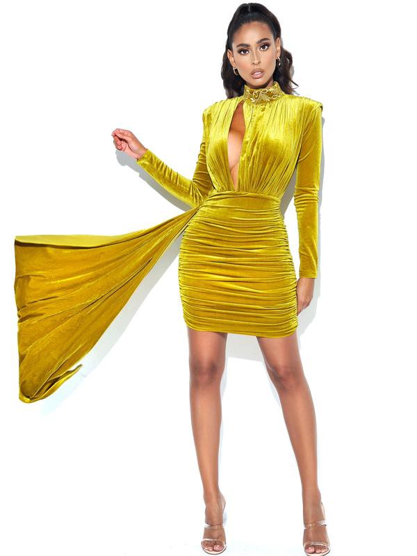 VESTIDO ALTA GAMA GRACYN VELCET ORO