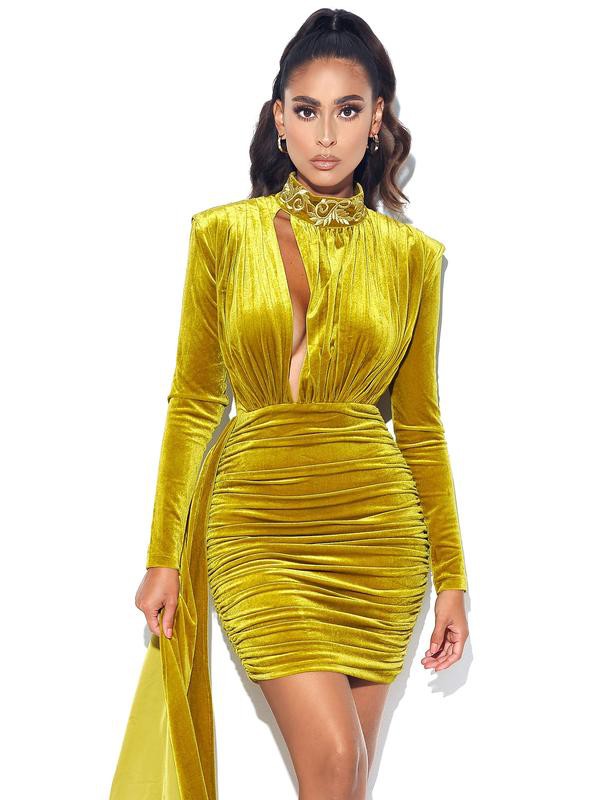 VESTIDO ALTA GAMA GRACYN VELCET ORO