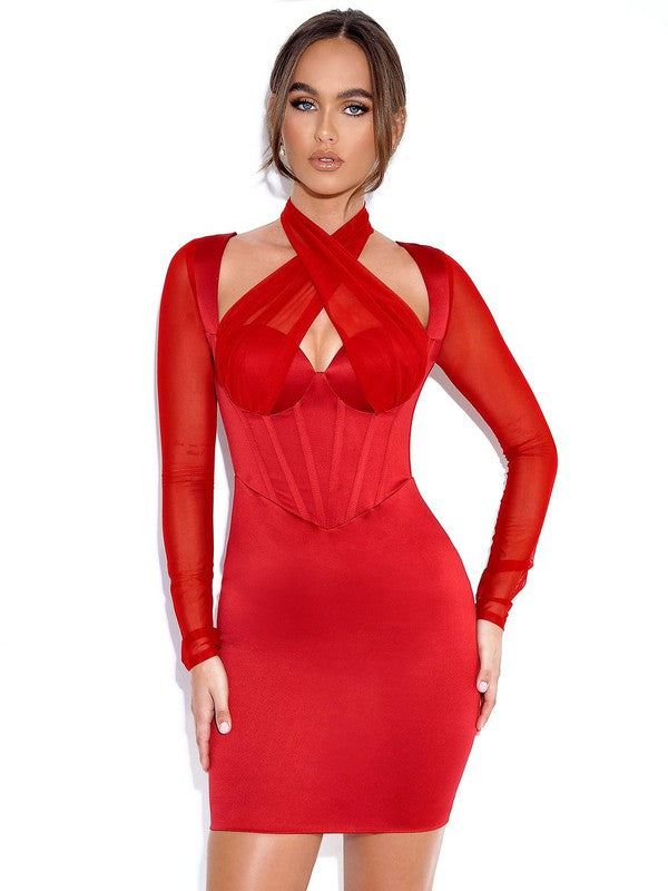 VESTIDO ALTA GAMA JOCELYNN SATIN ROJO