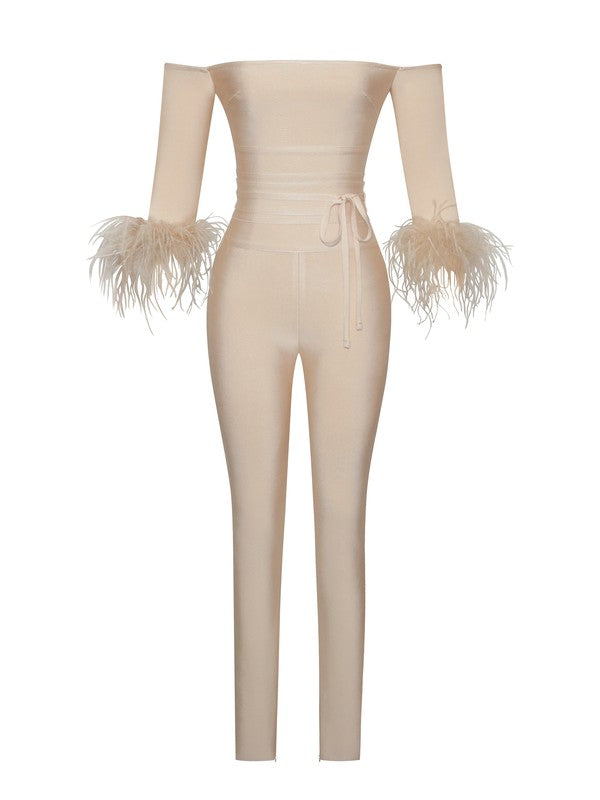 JUMPSUIT BANDAGE QUELLA PLUMAS