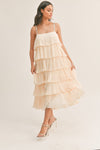VESTIDO AURA MULTICAPAS PLISADO BEIGE