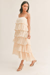 VESTIDO AURA MULTICAPAS PLISADO BEIGE
