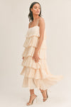 VESTIDO AURA MULTICAPAS PLISADO BEIGE