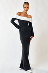 MAXI VESTIDO DUO COCKTAIL BLANCO NEGRO