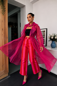 VESTIDO-GABARDINA MAGENTA MESH