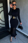 VESTIDO OLIVIA TEJIDO PEPLUM NEGRO