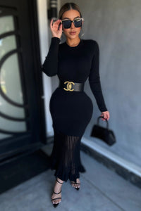 VESTIDO OLIVIA TEJIDO PEPLUM NEGRO