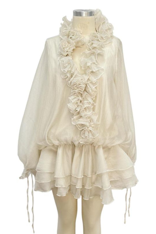 VESTIDO VOLANTES GYPSY CREMA