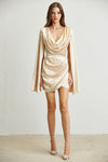 VESTIDO MAYUMI COLLARES SATIN CHAMPAGNE