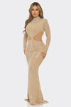 MAXI VESTIDO NIGHT IN PARIS  NUDE CRISTALES