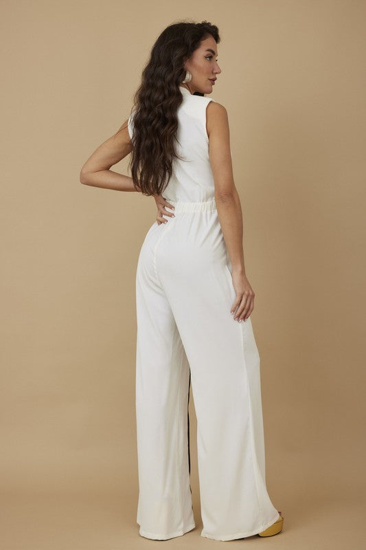 JUMPSUIT PALAZZO LINEA BLANCO/NEGRO