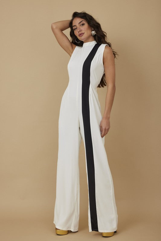 JUMPSUIT PALAZZO LINEA BLANCO/NEGRO
