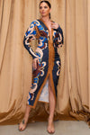 VESTIDO DRAPEADO TRIBAL AZUL MULTI
