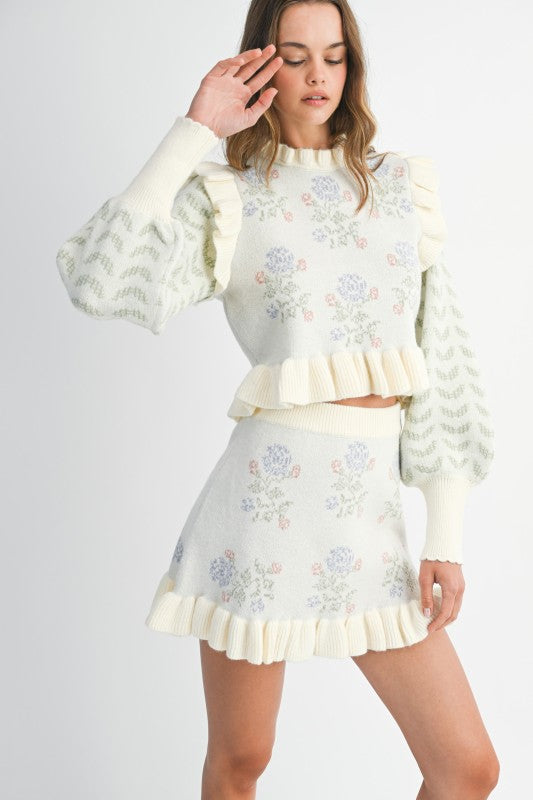 SET CONJUNTO GARDEN SUETER FALDA