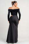 MAXI VESTIDO MESH SATIN NEGRO
