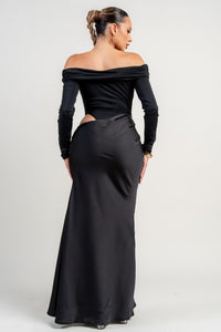 MAXI VESTIDO MESH SATIN NEGRO