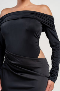 MAXI VESTIDO MESH SATIN NEGRO