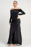 MAXI VESTIDO MESH SATIN NEGRO