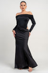MAXI VESTIDO MESH SATIN NEGRO