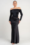 MAXI VESTIDO MESH SATIN NEGRO