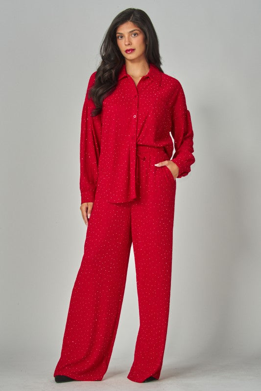 SET CONJUNTO ROJO BRILLOS