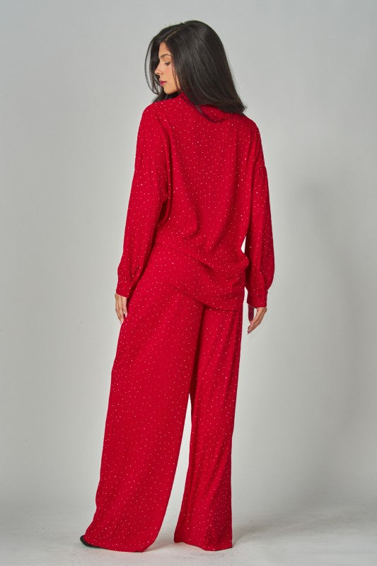 SET CONJUNTO ROJO BRILLOS