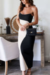 VESTIDO MAIA MIDI STRAPLESS NEGRO/BEIGE