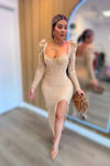 VESTIDO LACE NUDE MIDI