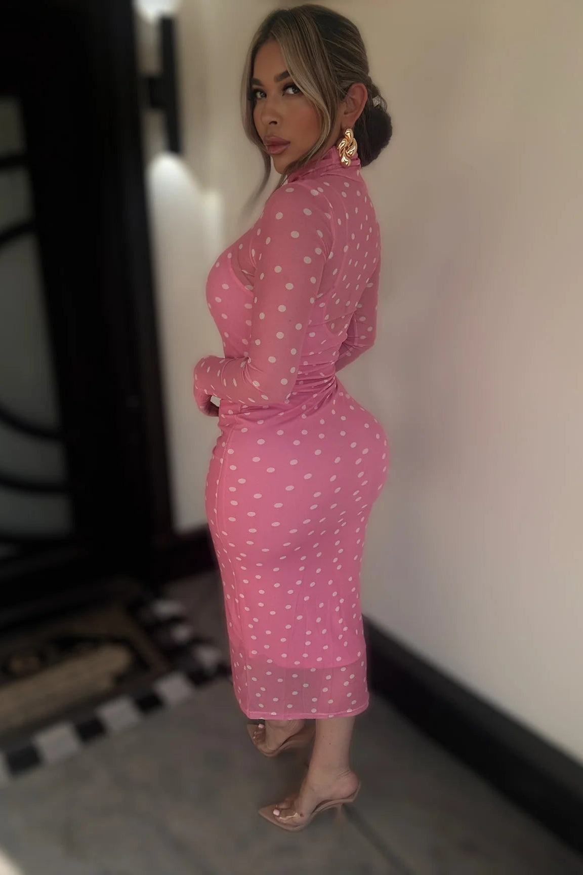 VESTIDO DOTS ROSA MESH