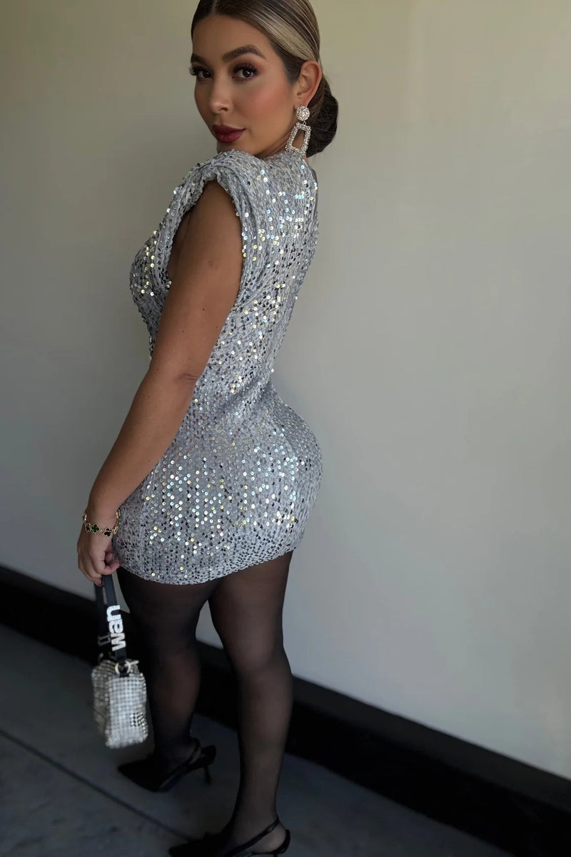 VESTIDO VELVET LENTEJUELAS PLATA